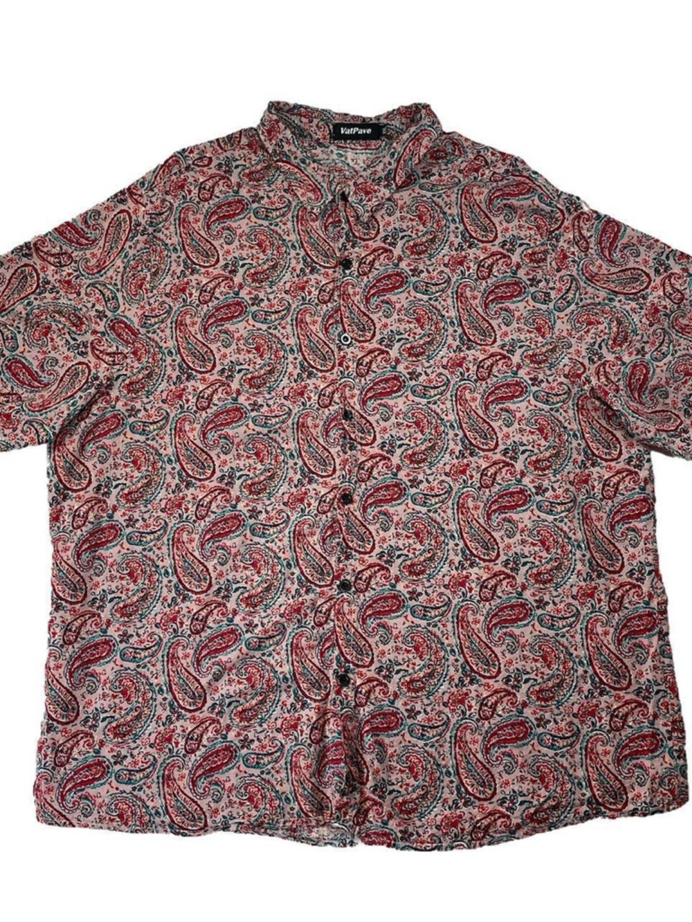 Pink Paisley Button Up Short Sleeve Retro Festival Shirt VATPAVE Unisex